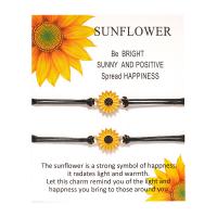 Enamel Zinc Alloy Bracelets, with Wax Cord, Sunflower, plated, 2 pieces & Unisex Approx 6.3-11.8 Inch 