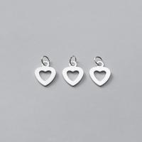 Sterling Silver Heart Pendants, 925 Sterling Silver, polished, DIY & hollow, silver color 