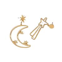 Asymmetric Earrings, Zinc Alloy, Moon and Star, plated, for woman & hollow 