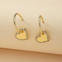 Zinc Alloy Rhinestone Drop Earring, Heart, plated, for woman & with rhinestone 