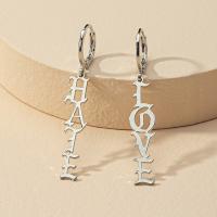 Huggie Hoop Drop Earring, Zinc Alloy, Alphabet Letter, plated, for woman & hollow 