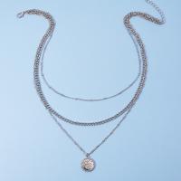 Fashion Multi Layer Necklace, Zinc Alloy, plated, three layers & for woman Approx 47-57 cm 