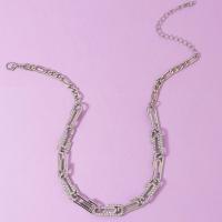 collier de Stras en alliage Zinc, alliage de zinc, Placage de couleur platine, pour femme & avec strass Environ 15.74 pouce, Vendu par PC