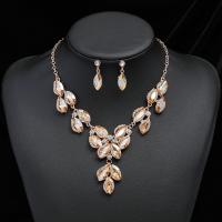 Rhinestone Zinc Alloy Jewelry Set, earring & necklace, with 1.97inch extender chain, plated, 2 pieces & fashion jewelry & for woman Approx 17.72 Inch 