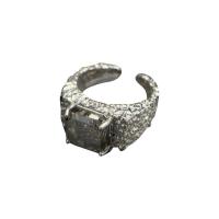 Cubic Zirconia Finger Ring, Zinc Alloy, fashion jewelry & Unisex & micro pave cubic zirconia, silver color, 10.5mm 