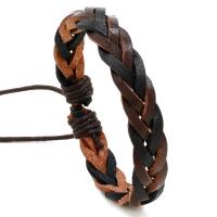 PU Leather Bracelet, with Wax Cord, Round, fashion jewelry & for man, brown, 10mm cm 