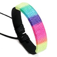 PU Leather Bracelet, with Nylon & Wax Cord, Round, fashion jewelry & for man, multi-colored, 12mm cm 