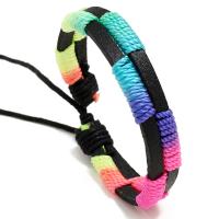 PU Leather Bracelet, with Nylon & Wax Cord, Round, fashion jewelry & for man, multi-colored, 10mm cm 