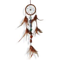 Fashion Dream Catcher, Natural Stone, with Velveteen & Chicken Feather & Plastic, 480mm 