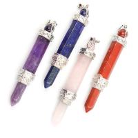 Gemstone Zinc Alloy Pendants, Natural Stone, with Zinc Alloy, silver color plated & Unisex 81mm 