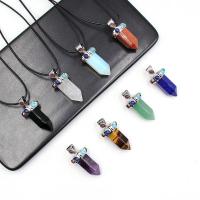 Gemstone Zinc Alloy Pendants, Natural Stone, with Zinc Alloy, silver color plated & Unisex 