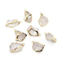 Pendentifs quartz naturel, quartz clair, avec laiton, Irrégulière, Placage de couleur d'or, unisexe, transparent, 15x18- Vendu par PC