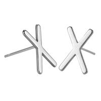 Stainless Steel Stud Earring, 304 Stainless Steel, Letter X, fashion jewelry & for woman, original color 