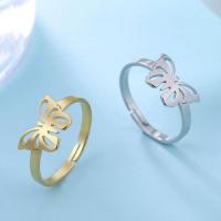 Stainless Steel Finger Ring, 304 Stainless Steel, Butterfly, Vacuum Ion Plating, fashion jewelry & Unisex 9.2*13mm,2*1mm 