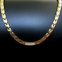 Zirkonia Edelstahl Halskette, 316 L Edelstahl, mit Schwarzer Ocker, 18K vergoldet, Modeschmuck & unisex & Micro pave Zirkonia, goldfarben, 6mm, Länge:ca. 18.9 ZollInch, verkauft von PC