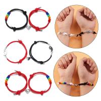 Couple Bracelet, Nylon Cord, with Zinc Alloy, plated, 2 pieces & Adjustable & fashion jewelry & for couple cm 
