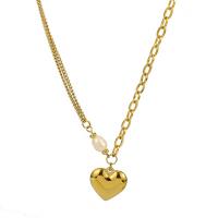 Stainless Steel Jewelry Necklace, 316L Stainless Steel, with 5cm extender chain, Heart, 18K gold plated, fashion jewelry & for woman, golden, 20mm cm 