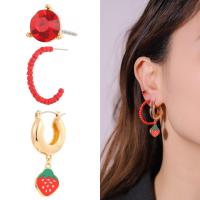 Glass Seed Beads Earring, Zinc Alloy, with Seedbead & Polymer Clay & Crystal, plated, three pieces & fashion jewelry & for woman 