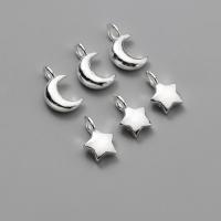 Sterling Silver Star Pendants, 925 Sterling Silver, Moon and Star, silver color plated, DIY silver color 
