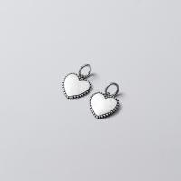 Sterling Silver Heart Pendants, 925 Sterling Silver, DIY & matte, silver color 