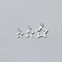 Sterling Silver Star Pendants, 925 Sterling Silver, polished, DIY & hollow, silver color 