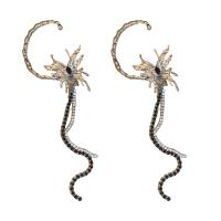 Earring Cuff and Wraps, Zinc Alloy, Butterfly, silver color plated, fashion jewelry & for woman & with rhinestone, silver color 
