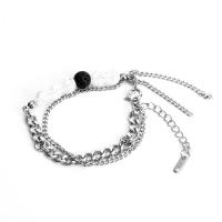 Titanium Steel Bracelet & Bangle, with Lava & Lampwork, with 5cm extender chain, polished, Adjustable & fashion jewelry & Unisex, original color cm 