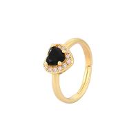 Crystal Brass Finger Ring, with Crystal, gold color plated, Adjustable & micro pave cubic zirconia & for woman 