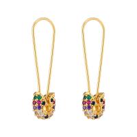 Cubic Zirconia Micro Pave Brass Earring, gold color plated, micro pave cubic zirconia & for woman 41mm 