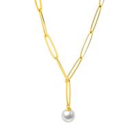 Sterling Silver Pearl Necklace, 925 Sterling Silver, with pearl, plated, fashion jewelry & for woman Approx 17.7 Inch 