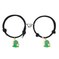 Couple Bracelet, Zinc Alloy, with Polyester Cord, Dinosaur, plated, 2 pieces & Unisex & with magnetic & enamel Approx 7-11.8 Inch 