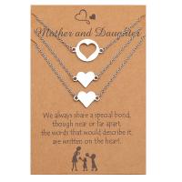 Stainless Steel Jewelry Necklace, 201 Stainless Steel, with 1.96inch extender chain, Heart, three pieces & Mother Day Jewelry & oval chain & for woman & hollow, original color Approx 17.7 Inch 