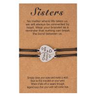 Fashion Create Wax Cord Bracelets, 201 Stainless Steel, with Wax Cord, Heart, 2 pieces & with letter pattern & for woman Approx 7-11.8 Inch 