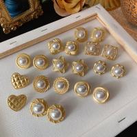 Plastic Pearl Zinc Alloy Earring, with Plastic Pearl, gold color plated & for woman, 25mm 