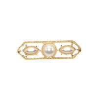 Zinc Alloy Jewelry Brooch, with Plastic Pearl, gold color plated & for woman 