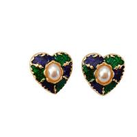 Enamel Zinc Alloy Stud Earring, gold color plated & for woman 