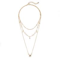 Fashion Multi Layer Necklace, Zinc Alloy, gold color plated, three layers & for woman & with rhinestone, 30cm,33cm,44cm 