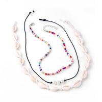 Fashion Multi Layer Necklace, Seedbead, with Shell & Plastic Pearl, three layers & for woman, multi-colored, 30cm,44cm,40cm 