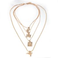 Fashion Multi Layer Necklace, Zinc Alloy, gold color plated, for woman & multi-strand, 40cm,42cm,54cm,60cm 