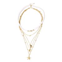 Fashion Multi Layer Necklace, Zinc Alloy, with Polymer Clay, gold color plated, for woman & with rhinestone & multi-strand, 45cm,42cm,48cm,50cm,58cm 