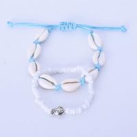 Fashion Jewelry Anklet, Resin, with Seedbead & Wax Cord, with 3.14 inch extender chain, 2 pieces & for woman, skyblue, 18cm,20cm 