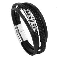 PU Leather Cord Bracelets, Zinc Alloy, with PU Leather, fashion jewelry & multilayer & Unisex 25mm Approx 8.27 Inch 