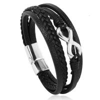 PU Leather Cord Bracelets, Zinc Alloy, with PU Leather, fashion jewelry & multilayer & Unisex 25mm Approx 8.27 Inch 