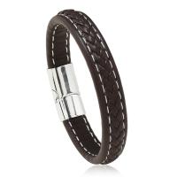 PU Leather Cord Bracelets, Zinc Alloy, with PU Leather, fashion jewelry & Unisex 12mm Approx 8.27 Inch 