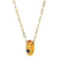 Brass Jewelry Necklace, with 304 Stainless Steel Chain, 14K gold plated, fashion jewelry & Unisex & hollow, 13mm Approx 14.96 Inch 