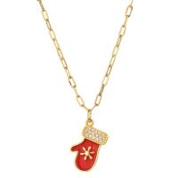 Cubic Zircon Micro Pave Brass Necklace, with 304 Stainless Steel Chain, 14K gold plated, Christmas Design & fashion jewelry & Unisex & micro pave cubic zirconia, 17mm Approx 14.96 Inch 