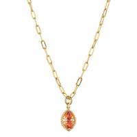 Cubic Zircon Micro Pave Brass Necklace, with 304 Stainless Steel Chain, with 1.97inch extender chain, 14K gold plated, fashion jewelry & Unisex & micro pave cubic zirconia Approx 14.96 Inch 