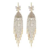 Fashion Fringe Earrings, Brass, fashion jewelry & for woman & with rhinestone, golden 