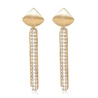 Fashion Fringe Earrings, Brass, fashion jewelry & for woman & with rhinestone, golden 