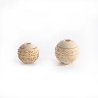 Original Wood Beads, Round, Carved, DIY Approx 